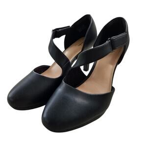 CLARKS BLACK MARY JANE HEELS 10 COMFORT WORK CHUNKY STRAPPY HOLIDAY DATE CHOIR